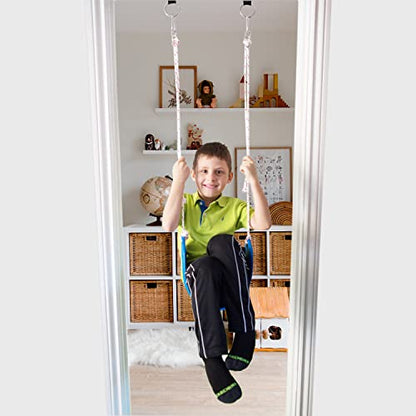 DreamGYM Doorway Swing Kit fr Kids - Doorway Gym with Trapeze Bar Combo, Gymnastic Rings, Rope Ladder & Classic Belt Swing