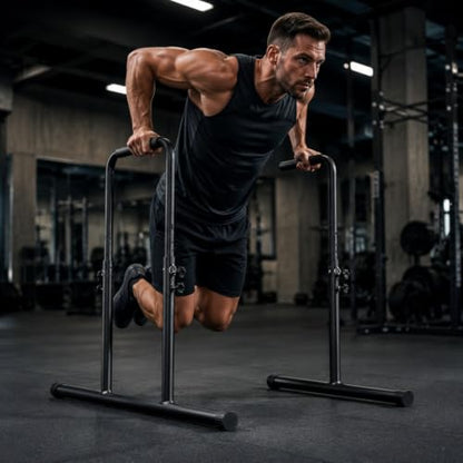 Power Tower Dip Station Pull Up Bar Stand Adjustable Height Heavy Duty Multi-Function Fitness Training Equipment