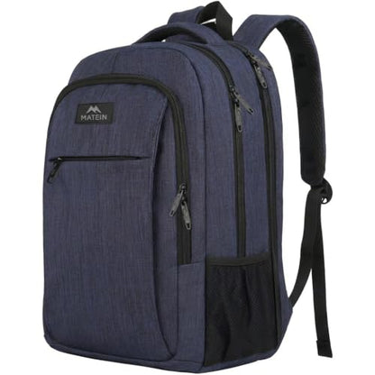 MATEIN Large College Backpack, Sturdy Computer Backpack Fits 17 inch Notebook, Carryon Luggage Travel Laptop Bag for Business Men and Women Christmas New Year Gift, Blue - color: Navy Blue, size: 17 Inch