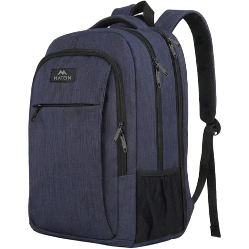 MATEIN Large College Backpack, Sturdy Computer Backpack Fits 17 inch Notebook, Carryon Luggage Travel Laptop Bag for Business Men and Women Christmas New Year Gift, Blue - color: Navy Blue, size: 17 Inch