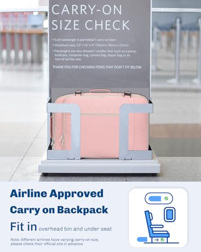 Hynes Eagle Carry on Backpack 38L Large Travel Backpack for Women Flight Approved Weekender Bag Laptop Backpack Men 15 inches Light Pink - color: Light Pink