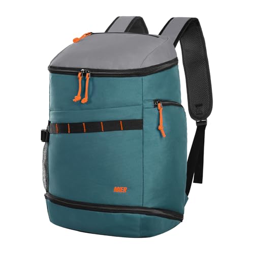 MIER Gym Backpack for Men and Women, 35L Basketball Backpack with Shoe Compartment & Wet Pocket, Waterproof Sports Bag for Travel and Workout - color: Green/Gray