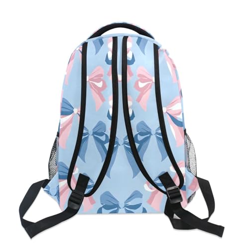 ALAZA Pink Bow Blue Pattern Backpacks for Girls Boys School Backpack Kids Bookbag 3rd 4th 5th Grade Elementary Students Daypacks Travel Laptop Shoulder Bag - color: Mutli35, size: 15 L