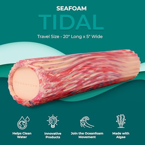 Oceanfoam Tidal Roller - Cotton Candy - Muscle Massage Foam Roller for Back Pain & Stretching - Firm and Ergonomic Wide Wave Textured - Yoga, Athletics, & Wellness - Full Size, 20" x 5" - color: Cotton Candy