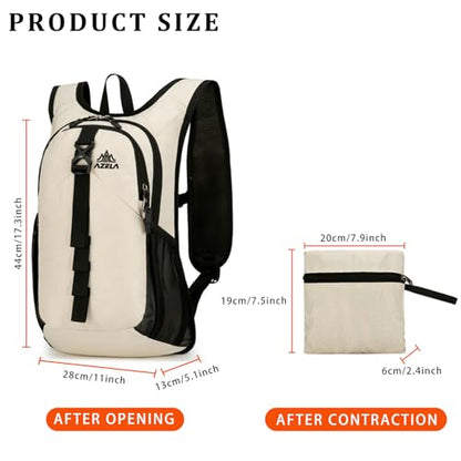 15L Small Hiking Backpack Foldable Ultralight Trekking Camping Outdoors Backpack for Women Men (beige) - color: Beige