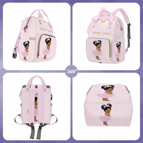 Personalized Afro Princess Diaper Bag Backpack for Mom Custom Name Nappy Bag Casual Travel Daypack Customized Newborn Gift Pink - color: 230112-11