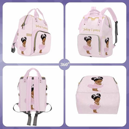Personalized Afro Princess Diaper Bag Backpack for Mom Custom Name Nappy Bag Casual Travel Daypack Customized Newborn Gift Pink - color: 230112-11