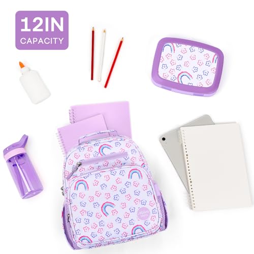 mibasies Toddler Backpacks for Girls 2-4: Little Kid Bookbag for Preschool Prek Daycare - Rainbow Purple - color: Rainbow Purple, style: Toddler-12"h(not Fit Folder)