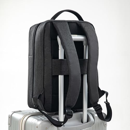 Minimalist laptop backpack, lightweight travel bag with padded shoulder straps (Black) - color: Black