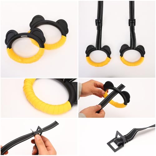 Kids Gymnastic Rings with Adjustable Straps Gym Ring Pull up Olympic Rings for Children Swing Pull Up Bar Doorway Body Strength Training Outdoor Lanyard Jungle Gym Stretching Height Increase