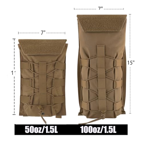 PETAC GEAR 1.5L / 3L Tactical Hydration Pack，Molle Carrier Pouch for 50 oz /100 oz Hydration Bladder Daypack Water Backpack. - color: CB, size: 3L combination set
