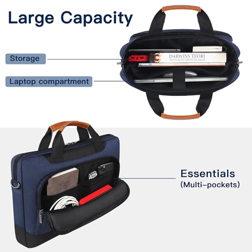 DOMISO 17-17.3 Inch Laptop Bag Business Briefcase Laptop Shoulder Bag for HP Pavilion 17/Dell Inspiron 17/Acer/ASUS, Blue - color: Blue, size: 17 - 17.3 Inch