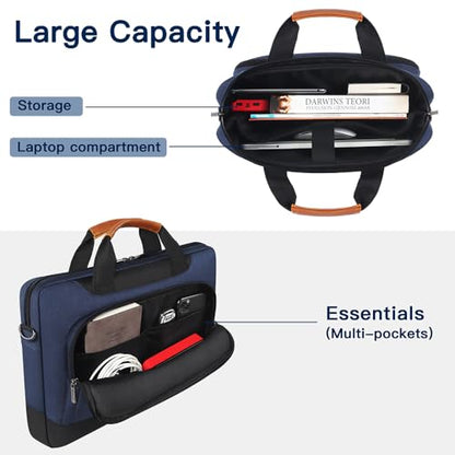 DOMISO 17-17.3 Inch Laptop Bag Business Briefcase Laptop Shoulder Bag for HP Pavilion 17/Dell Inspiron 17/Acer/ASUS, Blue - color: Blue, size: 17 - 17.3 Inch