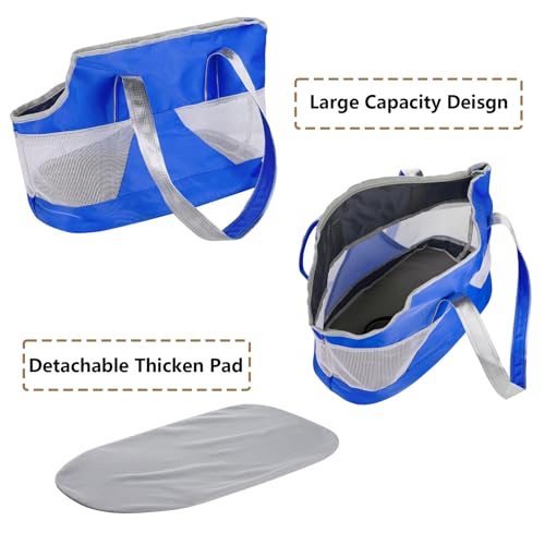 Pet Dog Purse Carrier Breathable Mesh Pets Puppy Cat Travel Outing Tote Bag Portable Cat Sling Carrier Transporter Tote Handbag Lightweight Dog Carrier Shoulder Bag with Thicken Bags Base - color: dark blue
