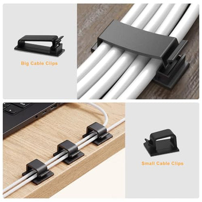 494 PCS Cable Management Kit - 4 Cable Sleeve Split, 2 Cable Organizer, 130 Adhesive Cable Clip, 6 Cable Holder, 2 Roll Cable Organizer Strap, 300 Cable Tie with 50 Mount, for Computer TV Under Desk