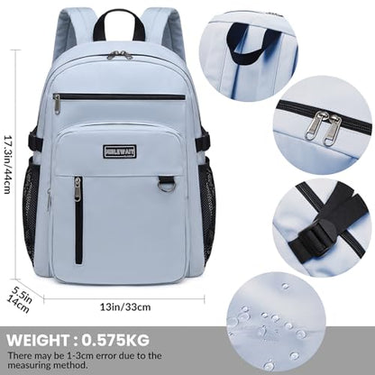 MIRLEWAIY Classical School Backpack Lightweight Bookbag Casual Daypack Travel Work Bag For Teenagers College Girls boys - color: Steel-blue