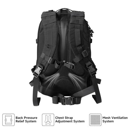 EXCELLENT ELITE SPANKER 40L Tactical Military Backpack for Men and Women Large Rucksack Assault Pack Bag for Outdoor Camping, Hiking(Black) - color: Black
