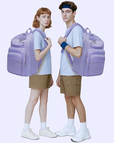 Backpack for Middle High School Teen Boys Girls Large College Bookbag with Laptop Compartment Back to School Book Bags Mochilas Escolares para Niños Niñas Adolescentes (Light Purple, Solid) - color: Light Purple
