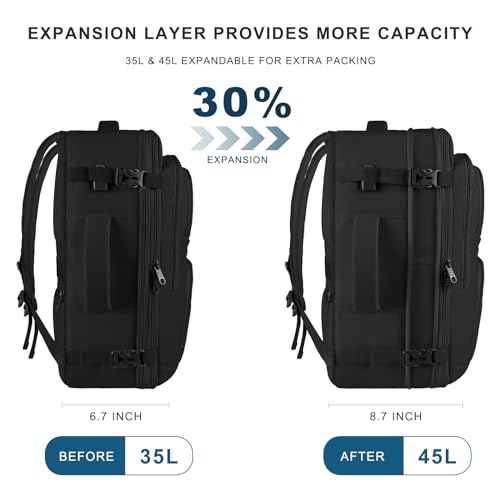 Travel Backpack for Women, 52L Carry On Backpack, Extra Large Expandable Travel Bag, 18.4 Inch TSA Flight Approved Luggage Business Daypack with USB, Teacher Traveling Rucksack, Black - color: Black