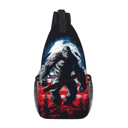 Horse Sling Bag Crossbody Backpack Lightweight Chest Bag Casual Travel Daypack For Work Daily Commute And Short Trips - color: America Flag Bigfoot