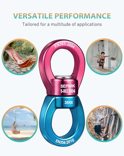 Swing Swivel, 35KN Swing Spinner, 360° Safety Rotational Device Hanging Accessory for Hanging Hammock, Web Tree Swing, Aerial Dance, Children's Swing - color: Red Blue
