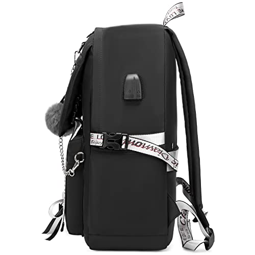 Spotted Tiger School Backpack for Girls Backpack with Lunch Box Aesthetic Backpacks for Teen Girl Backpacks School Bag Bookbag (Black) - color: Black