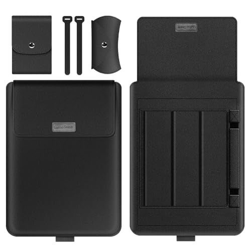 Laptop Sleeve 11-12" Case with Stand Compatible with Microsoft Surface Laptop 5/4/3/2 13.5", MacBook Air/Pro 13.3", PU Leather Sleeve for 15-16" Laptop Computers - Black - color: Black, size: 11-12 Inch