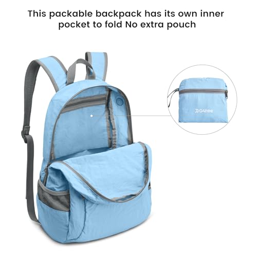 G4Free 20L Lightweight Packable Backpack Travel Hiking Daypack Foldable Backpack for Men Women(Light Blue) - color: Light Blue