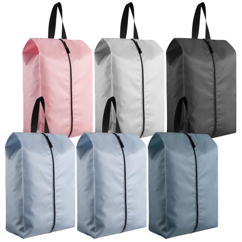 6 Pcs Travel Shoe Bags with Zipper Nylon Portable Waterproof Suitcase Shoe Organizer Packing for Golf(L,Dusty Pink) - color: Dusty Pink, size: L
