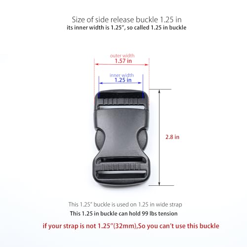 Side Release Buckles Heavy Duty Plastic Buckle Snap Clips Clasps Backpack Buckle Replacement for Strap - style: 1-1/4 Inch - 2sets