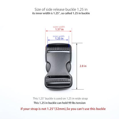 Side Release Buckles Heavy Duty Plastic Buckle Snap Clips Clasps Backpack Buckle Replacement for Strap - style: 1-1/4 Inch - 2sets