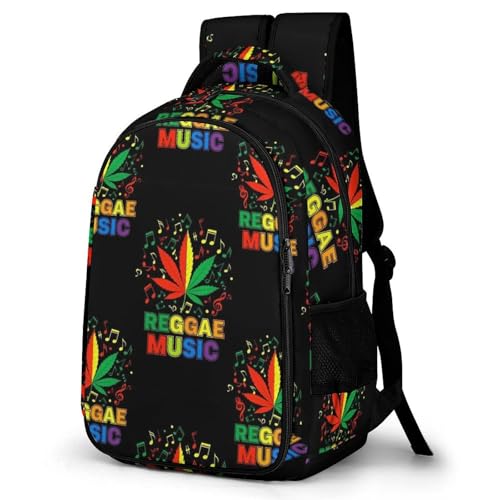 Casual Lightweight Laptop Backpack Rasta Reggae Music Note Weedleaf, Cute Travel Daypack with Tumbler Holder for College Nurse Teacher Work Commute - color: Pattern (327)