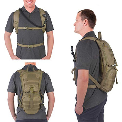 Unigear Tactical Hydration Backpack with 3L Water Bladder, Molle Backpack - color: Tan
