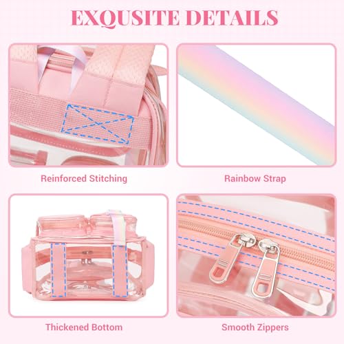 PIG PIG GIRL Mini Clear Backpack for Stadium Events, Small Clear Bag for Child for Festival Concert,Pink(Not Fits School) - color: Mini-pink