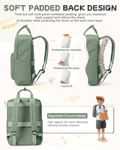 BJLFS Large Light Green School Backpack for Women Teen Girls, Bookbag College Student Backpack for School Men Boys, Mochilas Escolares Casual Daypack Lightweight Book Bag - color: Large Light Green