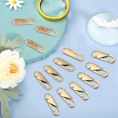 30Pcs Zipper Pull Replacement Metal Zipper Pull Detachable Zipper Pull Tabs Detachable Zipper Repair Kit Zipper Head for Luggage, Clothing, Backpacks, Boots,Purse (Gold) - color: Gold