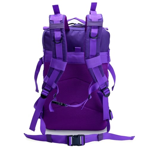 45L Military Tactical Backpack for Men & Women Bug Out Bag Assault pack Molle Daypack Hiking Trekking Rucksack(Purple) - color: Purple