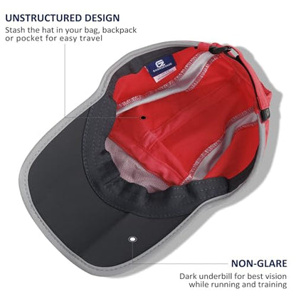 GADIEMKENSD Reflective Folding Outdoor Hat Unstructured Design UPF 50+ Sun Protection Sport Hats for Womens and Mens - color: Red