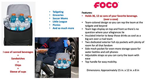 FOCO LA Chargers Cooler Backpack – Portable Soft Sided Ice Chest – Insulated Bag Holds 36 Cans - Football Gear – Show Your Team Spirit with Officially Licensed Fan Gear