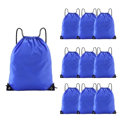 Drawstring Backpacks,10 Pack — Lightweight Drawstring Bags, Gym Sack for Sports, Daily Use & Travel (10, Blue) - color: Blue