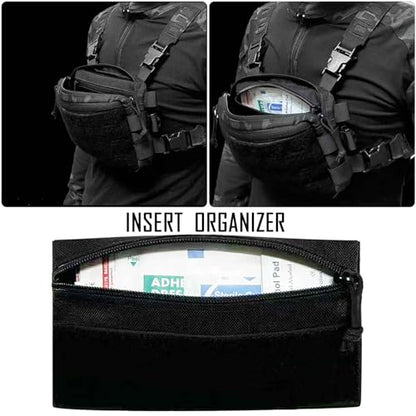 6 Piece Tactical Bag Insert Pack, Modular Elastic Loop Panel Organizers Pouch Insert Attachment with Hook Backed Fastener for Backpack Accessories - color: Green