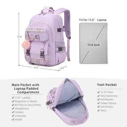 Hey Yoo Cute School Backpack for Girls Backpack for School Bag Bookbag Teen Girl Backpacks for Girls Teens (Purple) - color: Purple