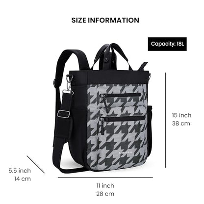 Sherpani Soleil, Anti Theft Convertible Backpack, 3 in 1 Tote, Crossbody Purse, 18L Travel Bag, Fits 13” Laptop (Houndstooth) - color: Houndstooth