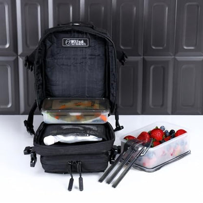 WOLFpak 9L Mini Meal Prep Management Backpack (Alpha Black) Lunch Box, Cooler, Travel, Insulated Bag, Daypack - color: Alpha Black