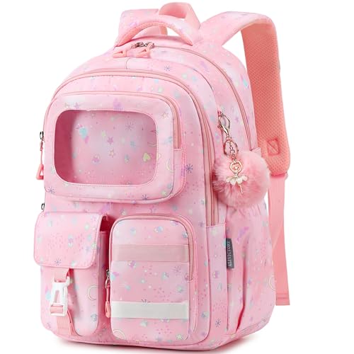 AO ALI VICTORY Backpack for Girls Kids School Bags for Kindergarten Elementary Schoolbag Students Backpacks Cute 15.6 inch Laptop Bookbag Teens Girl Back Pack Travel Daypack, Pink - color: Pink