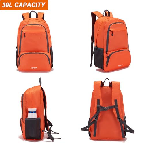 YZAOLL 30L Hiking Backpack Lightweight Day Packs, Packable Backpack for Women Men Travel Camping Vacation,Orange - color: E-lorange