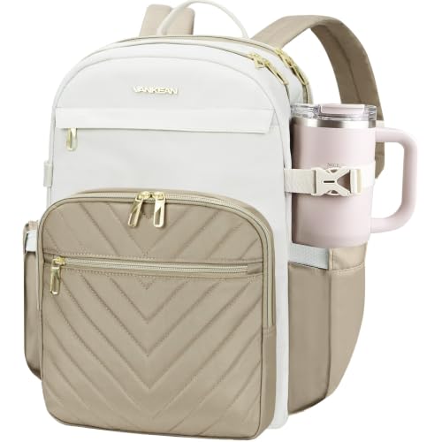 VANKEAN Laptop Backpack for Women (BEIGE-KHAKI, 15.6 Inch) - color: Beige-khaki, size: 15.6 Inch