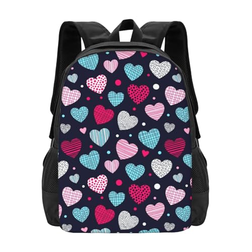 Breathable Outdoor Daypack Colorful Hearts, Durable Anti Theft Travel Backpack Adjustable Strap Shoulder Bag for Hiking Camping City Walking - color: Design (577)