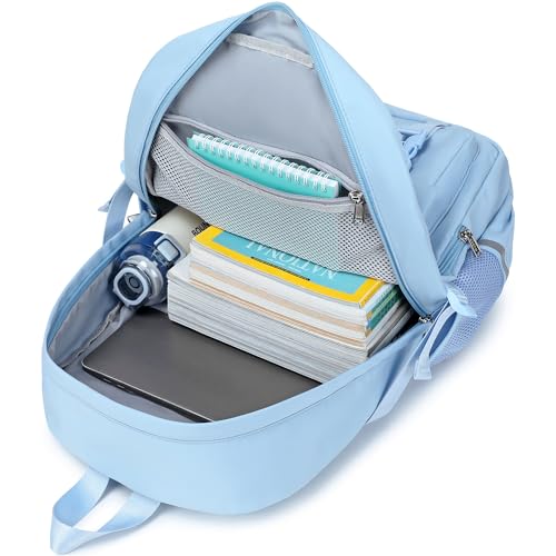 abshoo Big Student Laptop Backpack For College Women Middle High School Teen Girls Bookbag Travel Daypack (Light Blue) - color: Light Blue