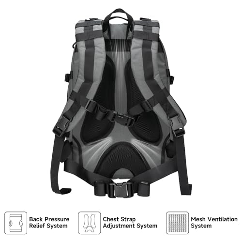 EXCELLENT ELITE SPANKER 40L Tactical Military Backpack for Men and Women Large Rucksack Assault Pack Bag for Outdoor Camping, Hiking,Travel Backpacking(Grey) - color: Grey